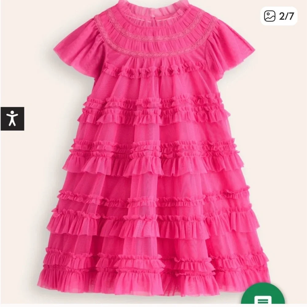 Mini Boden Pink Ruffle Dress - 11/12 - Picture 6 of 6